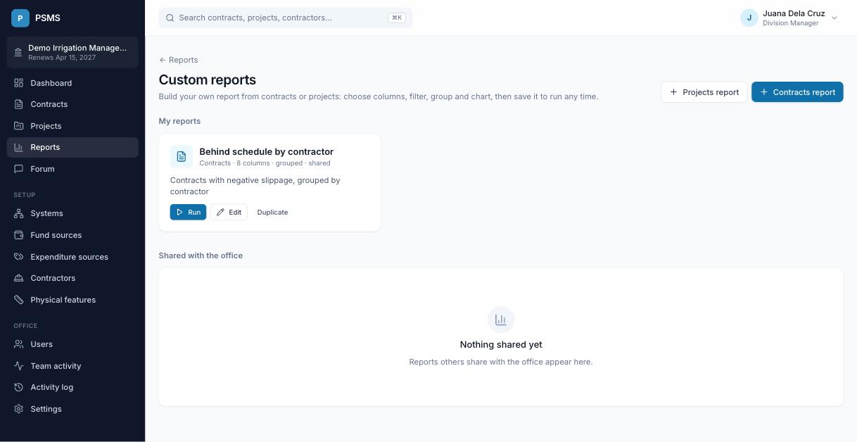 Your custom reports