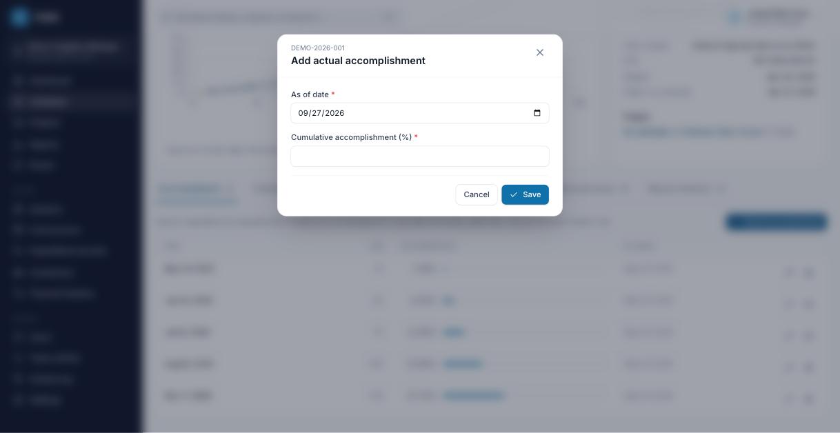 A dialog for recording accomplishment