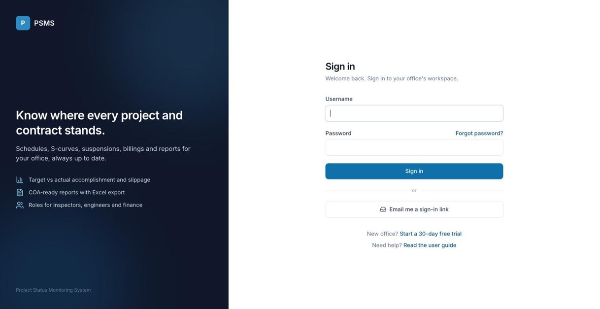 The sign-in page